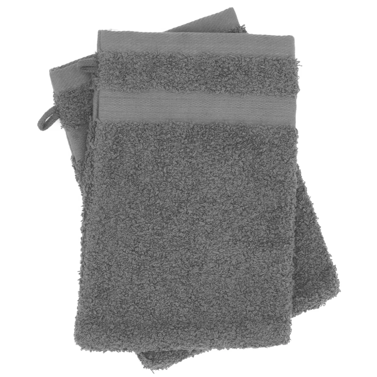 Lot De 2 Gants De Toilette 16x21 Cm Luxor Anthracite