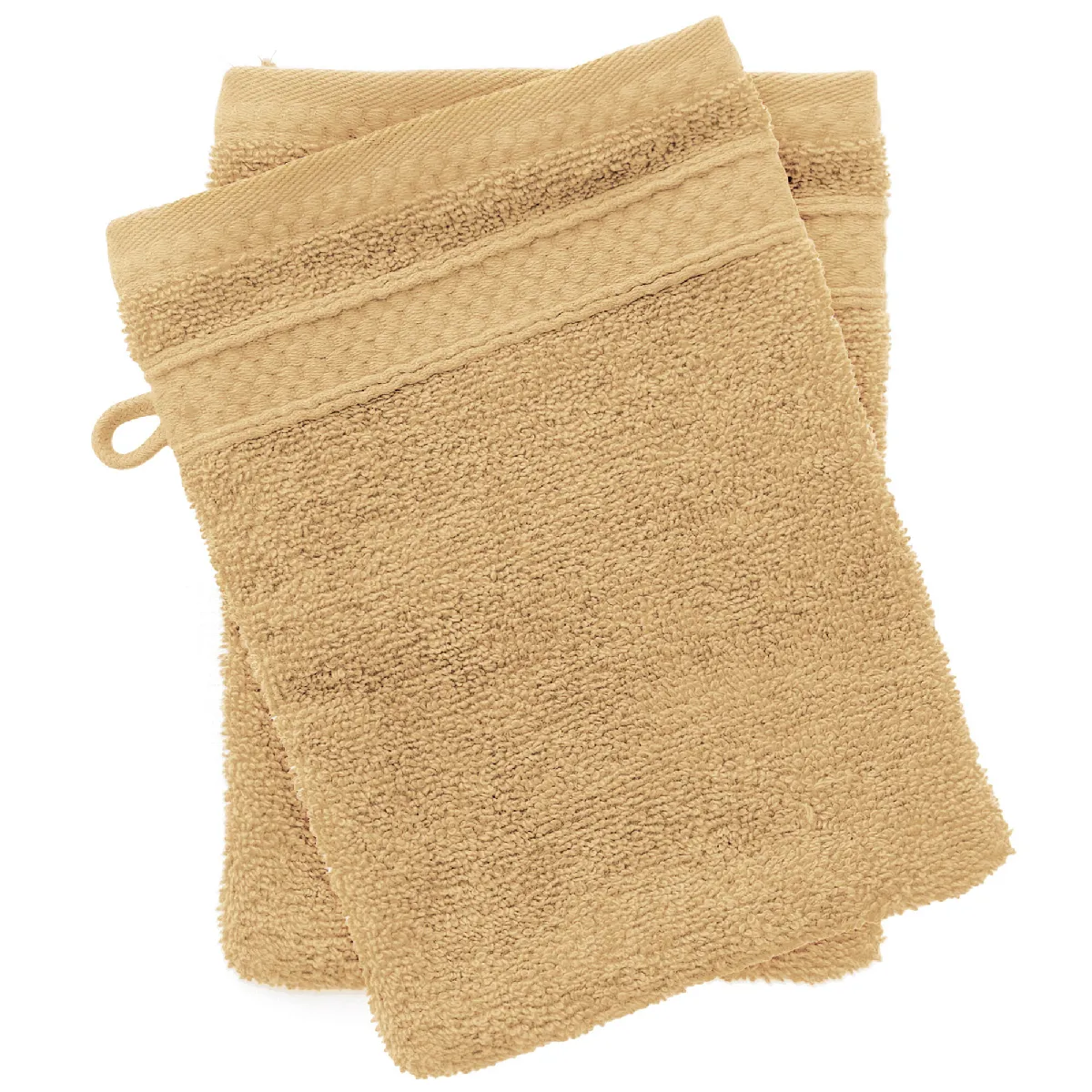 Lot De 2 Gants De Toilette Coton 550g/m2 Naïa Jaune Avoine