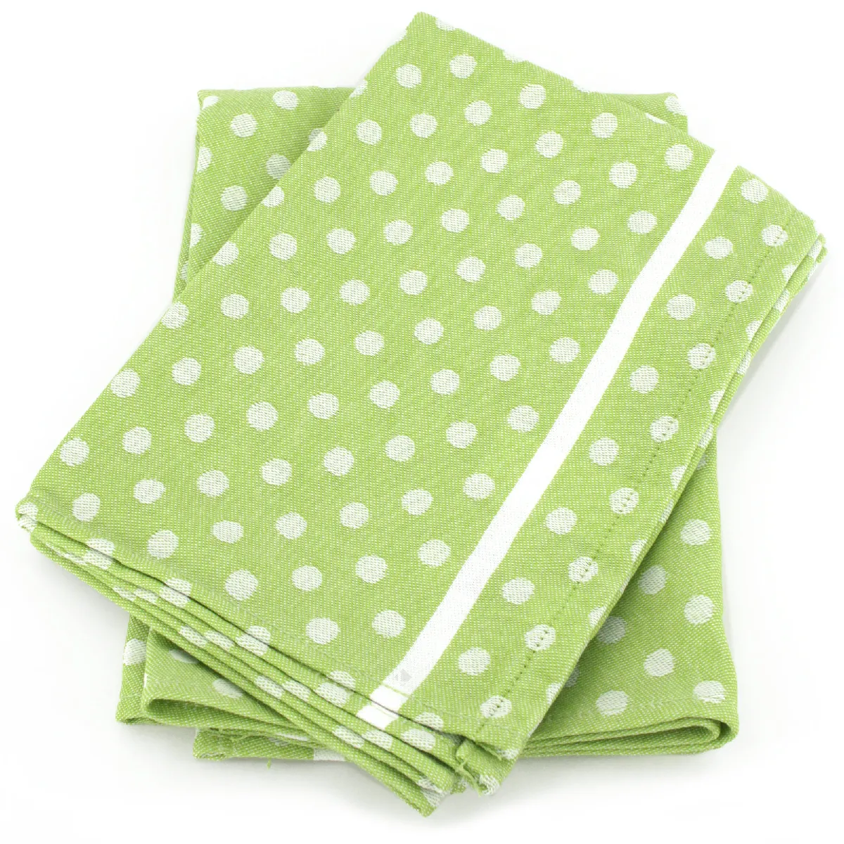 Lot De 2 Torchons De Cuisine Toile 50x70 Cm Dots Vert