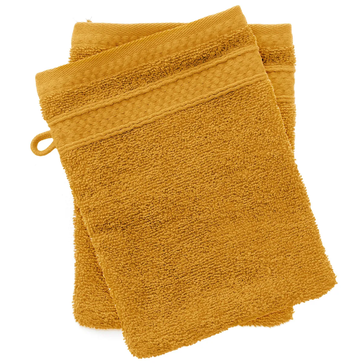 Lot De 2 Gants De Toilette Coton 550g/m2 Naïa Jaune Curry