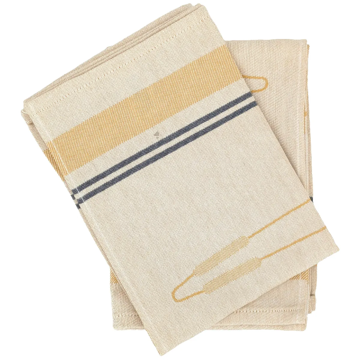 Lot De 2 Torchons De Cuisine Toile Collection Barb 50x70 Cm Jaune