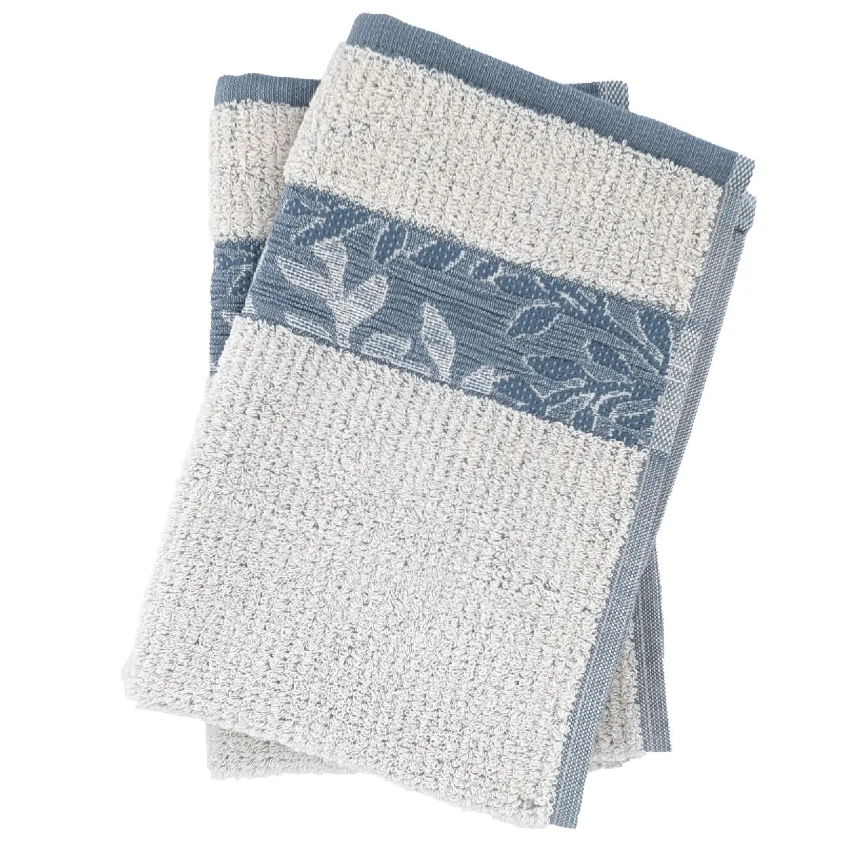 Lot De 2 Serviettes Invité 33x50 Cm Folium À Rayures Bleu Cérulé