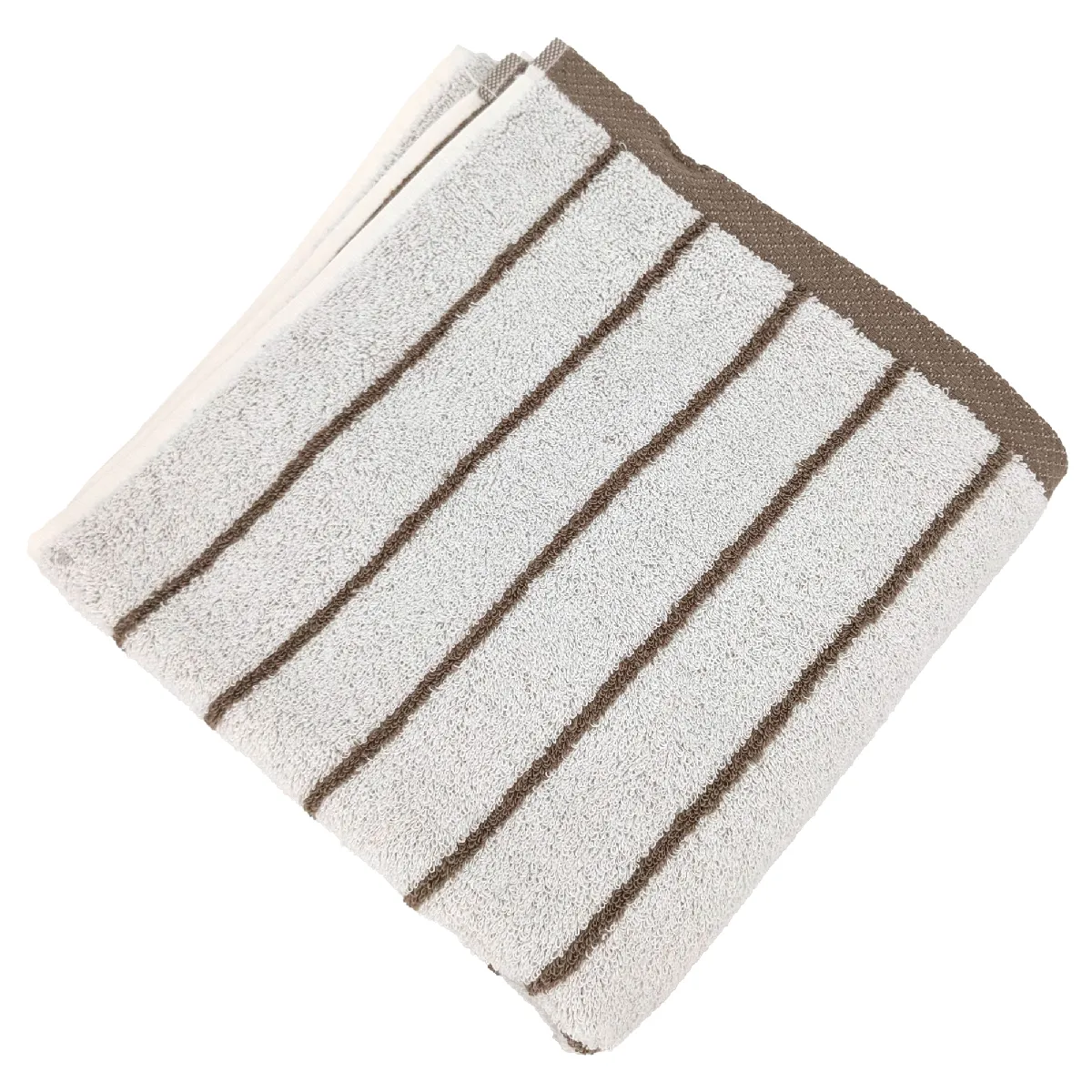 Serviette De Toilette Pur Coton 50x100cm Pure Light À Rayures Marron