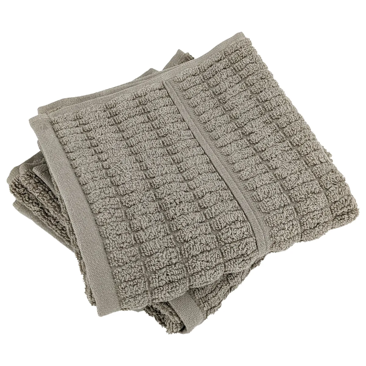 Lot De 2 Serviettes Invité En Fils Retors 33x50 Cm Pur Coton Collection Swell Vert