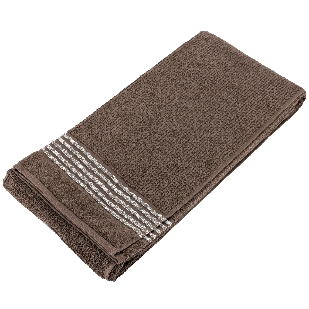 Drap De Douche 70x140 Cm Pur Coton Intense À Bordures Blanches Couleur Marron