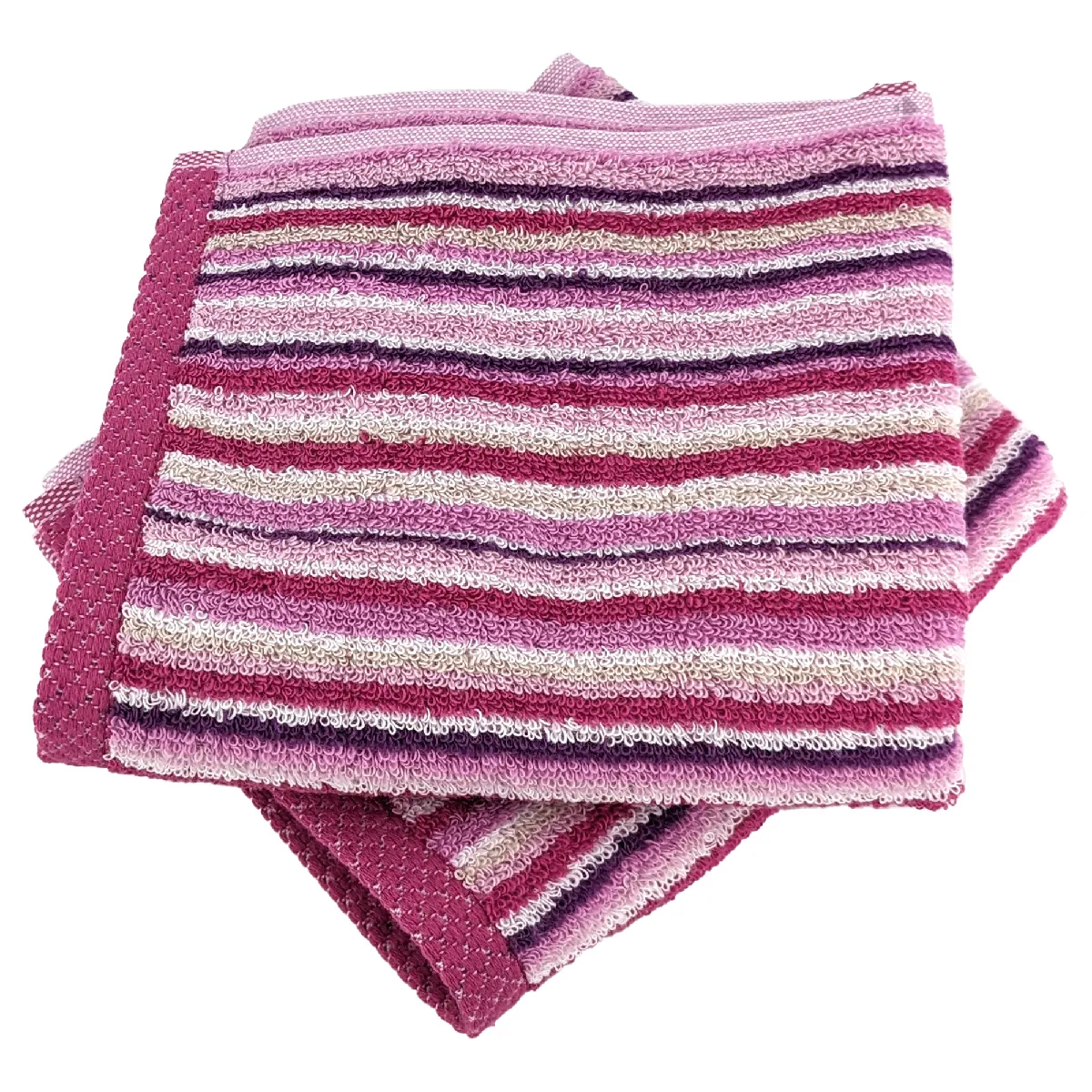 Lot De 2 Serviettes Invité Coton 500g/m2 Pure Stripes Ii Rose