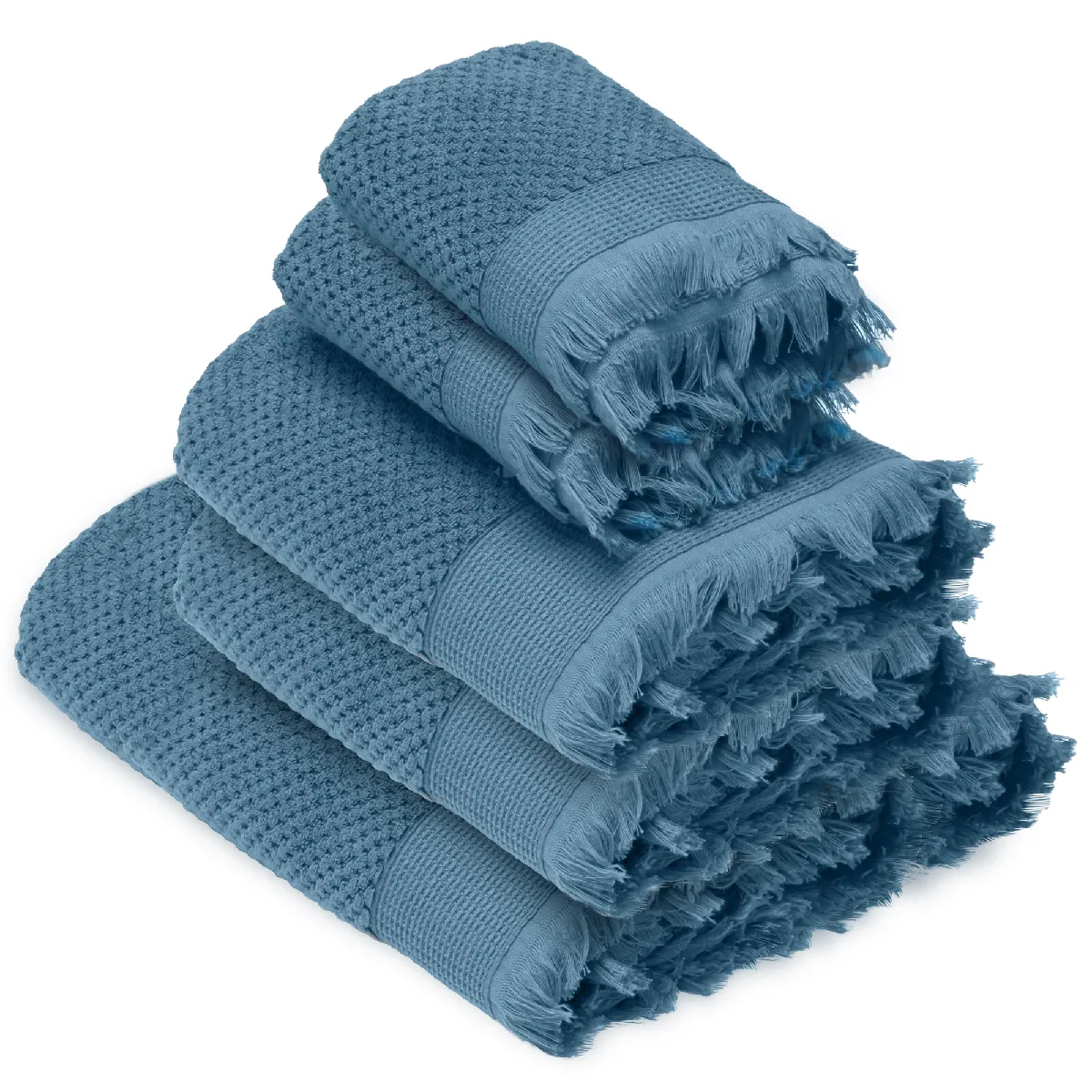 Parure De Bain Tethys 5 Pièces Micro-coton Bleu Orage