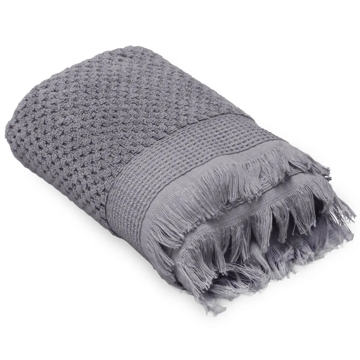 Drap De Bain Jacquard 550 G/m² 95x140 Cm Tethys Micro-coton Gris Brume