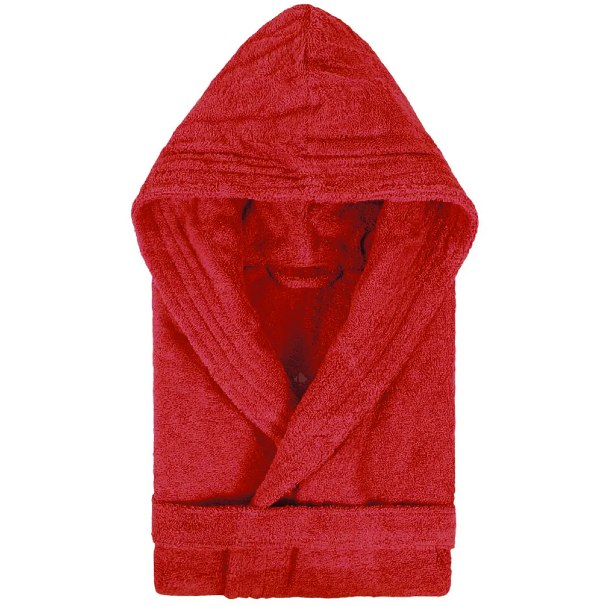 Peignoir À Capuche Adulte Pure Coton Xl Hauteur Courte Rouge