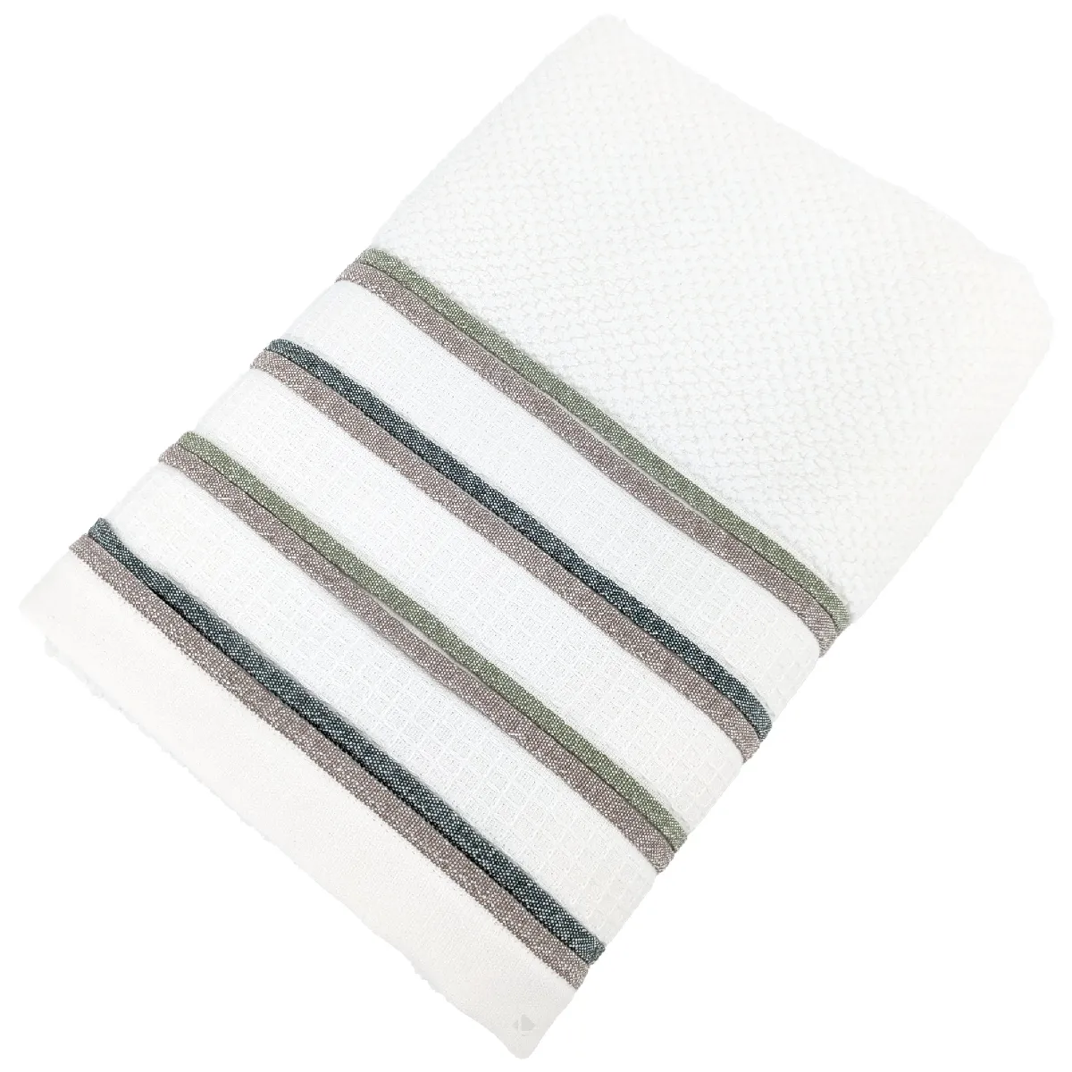 Serviette De Toilette 50x100 Cm Pur Coton Collection Serata Blanc Vert
