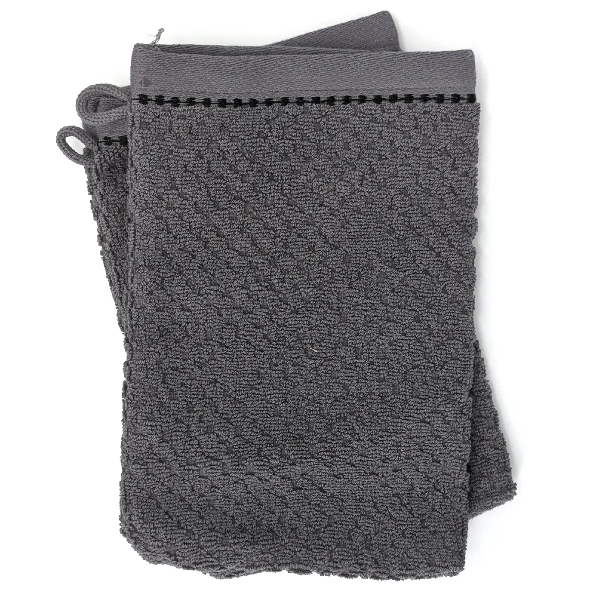 Lot De Deux Gants De Toilette 16x21 Cm Pur Coton Collection Osaka Fleurs Gris