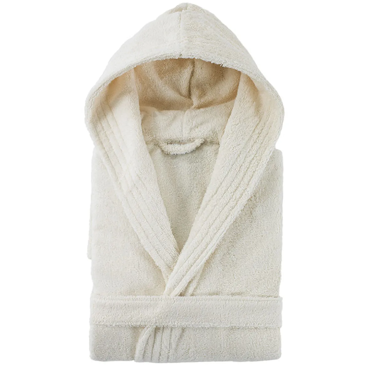 Peignoir À Capuche Adulte Pure Coton Xl Ivoire