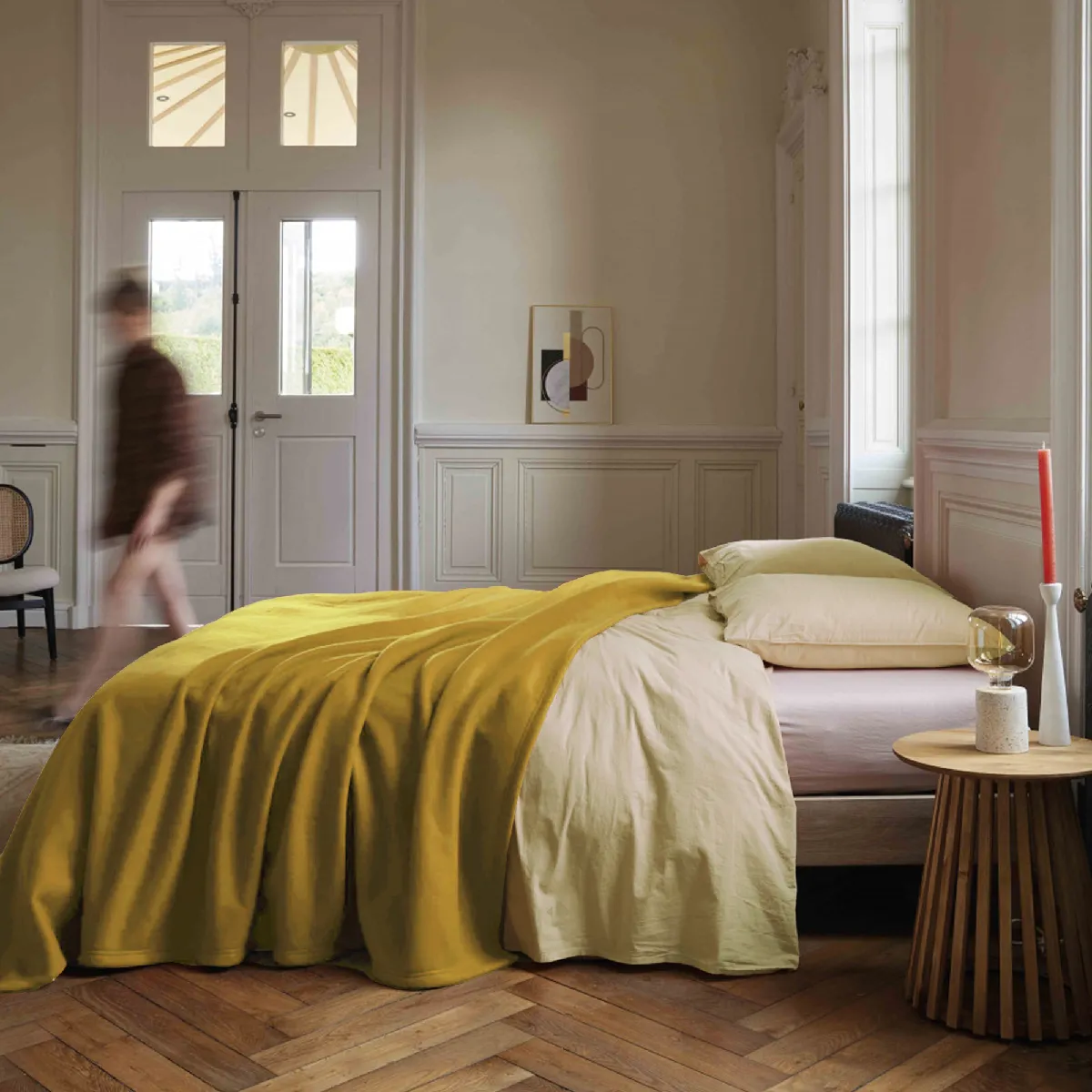 Linnea Teddy Plaid 180 X 220 Cm Polyester Jaune