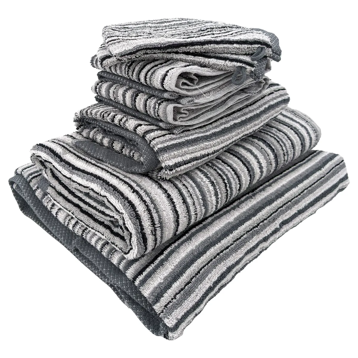 Parure De Bain Coton 500g/m2 Par 7 Pure Stripes Ii Gris