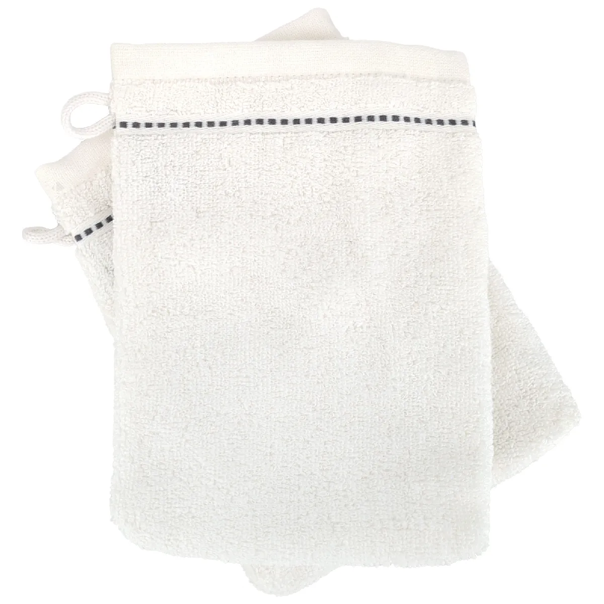 Lot De 2 Gants De Toilette 16x21 Cm Coton 500 G/m² Charm Blanc