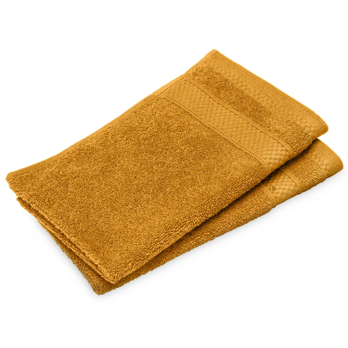 Lot De 2 Serviettes Invité Coton 550g/m2 30x50cm Naïa Jaune Curry