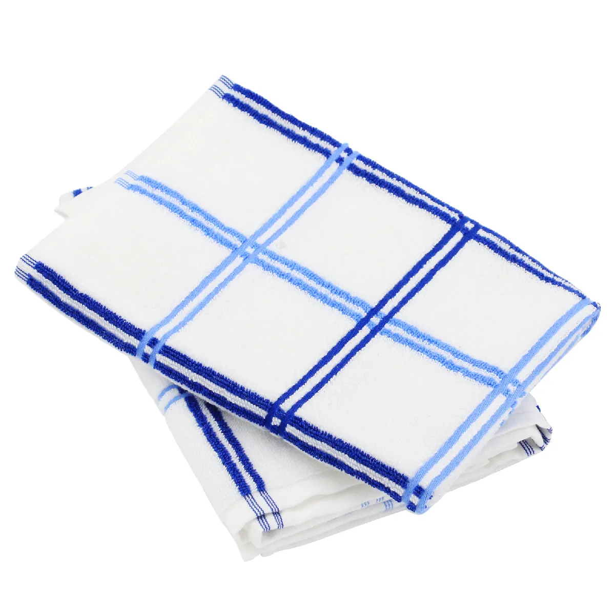 Lot De 2 Torchons De Cuisine Éponge 50x50 Cm Squares Bleu