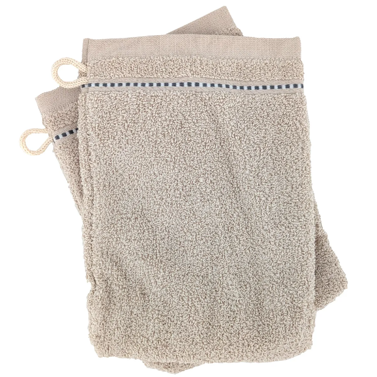 Lot De 2 Gants De Toilette 16x21 Cm Coton 500 G/m² Charm Ivoire
