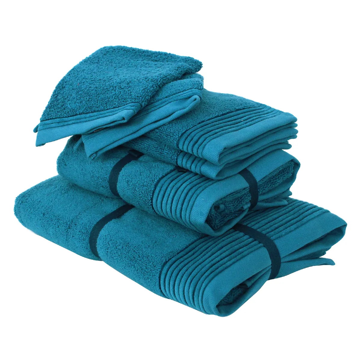 Parure De Bain 6 Pièces Juliet Bleu Baltic 520g/m2
