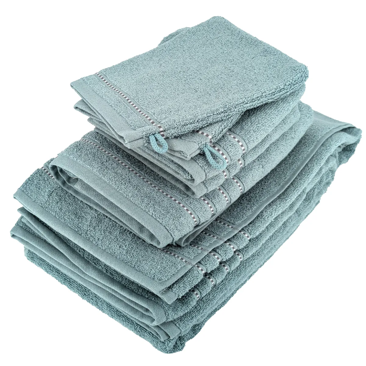 Parure De Bain Par 6 Coton 500 G/m² Charm Bleu Olympique