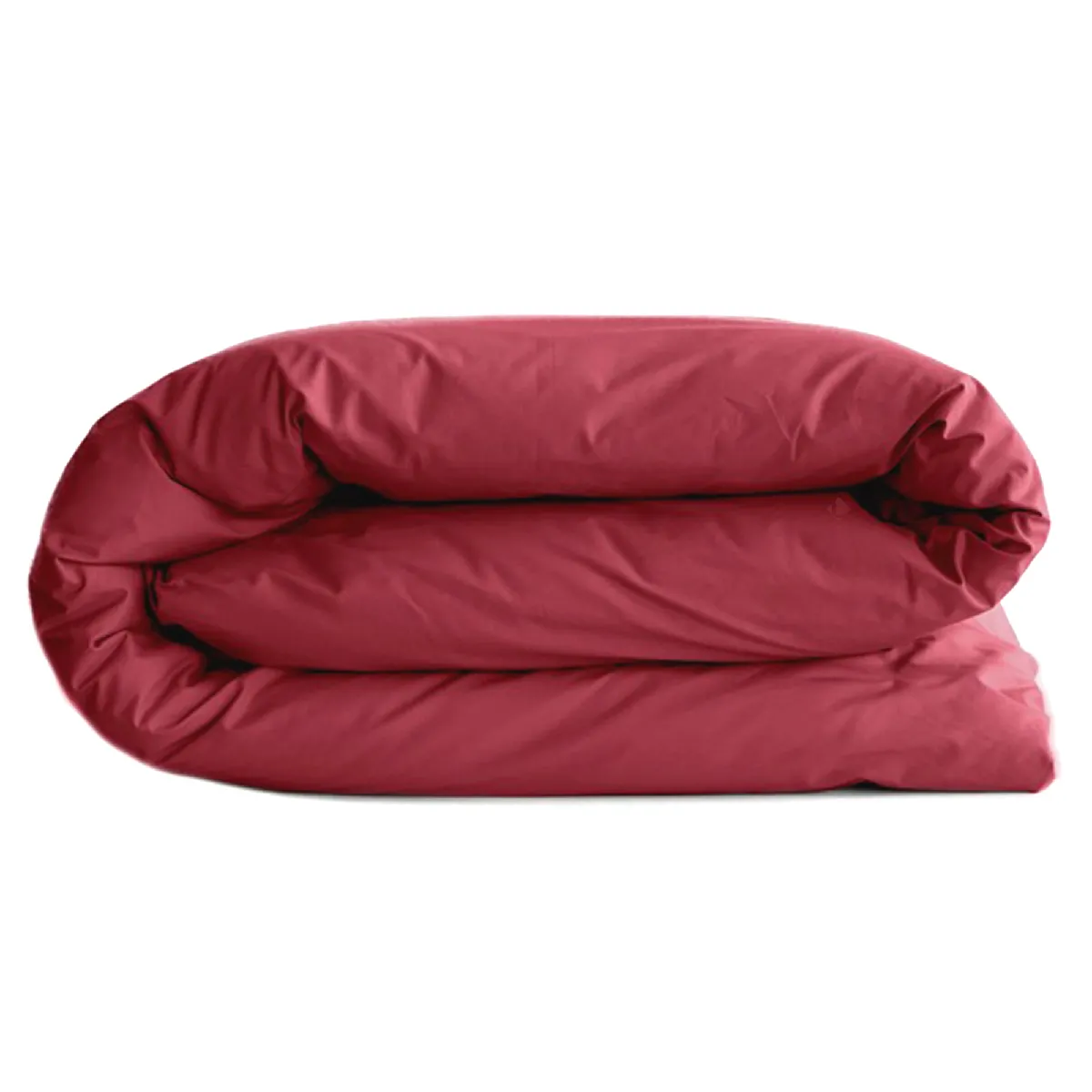 Housse De Couette Uni 260x240 Cm Percale De Coton Manoir Rouge Carmin