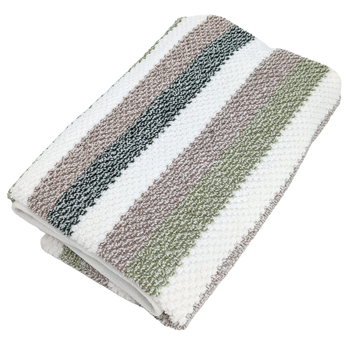 Serviette De Toilette 50x100 Cm Pur Coton Collection Vista Blanc Vert