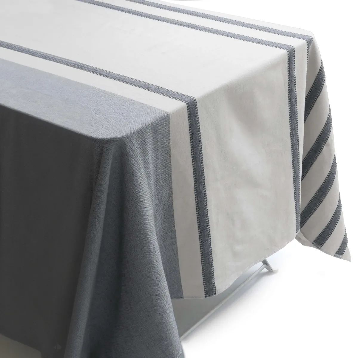 Nappe Rectangulaire Polycoton 160x300 Cm Askel Bleu Brume