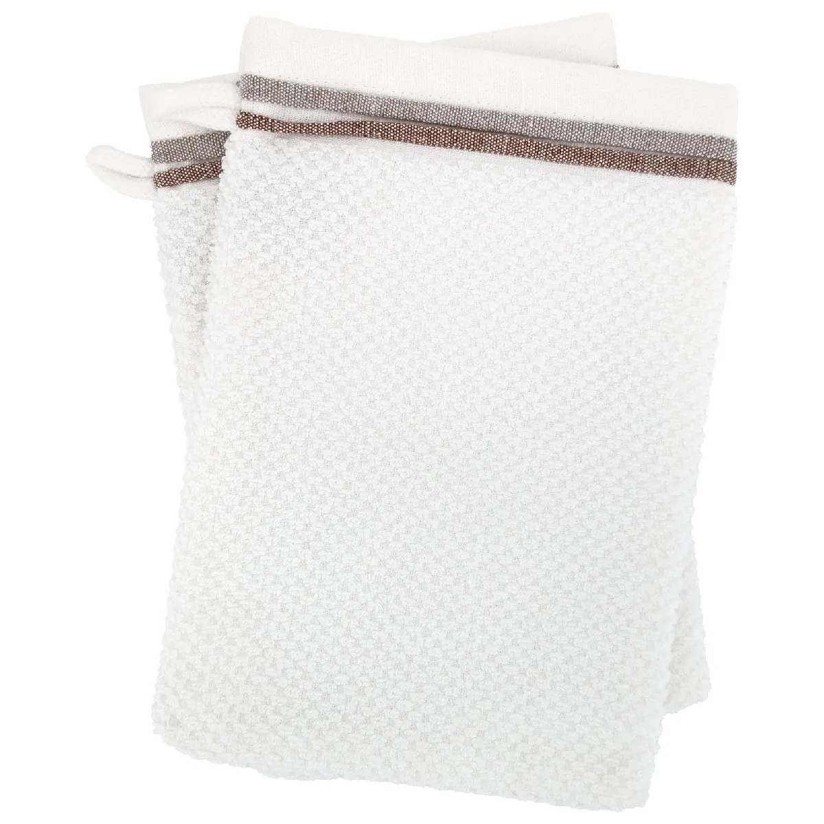 Lot De 2 Gants De Toilette 16x21 Cm Pur Coton Serata Blanc Jaune