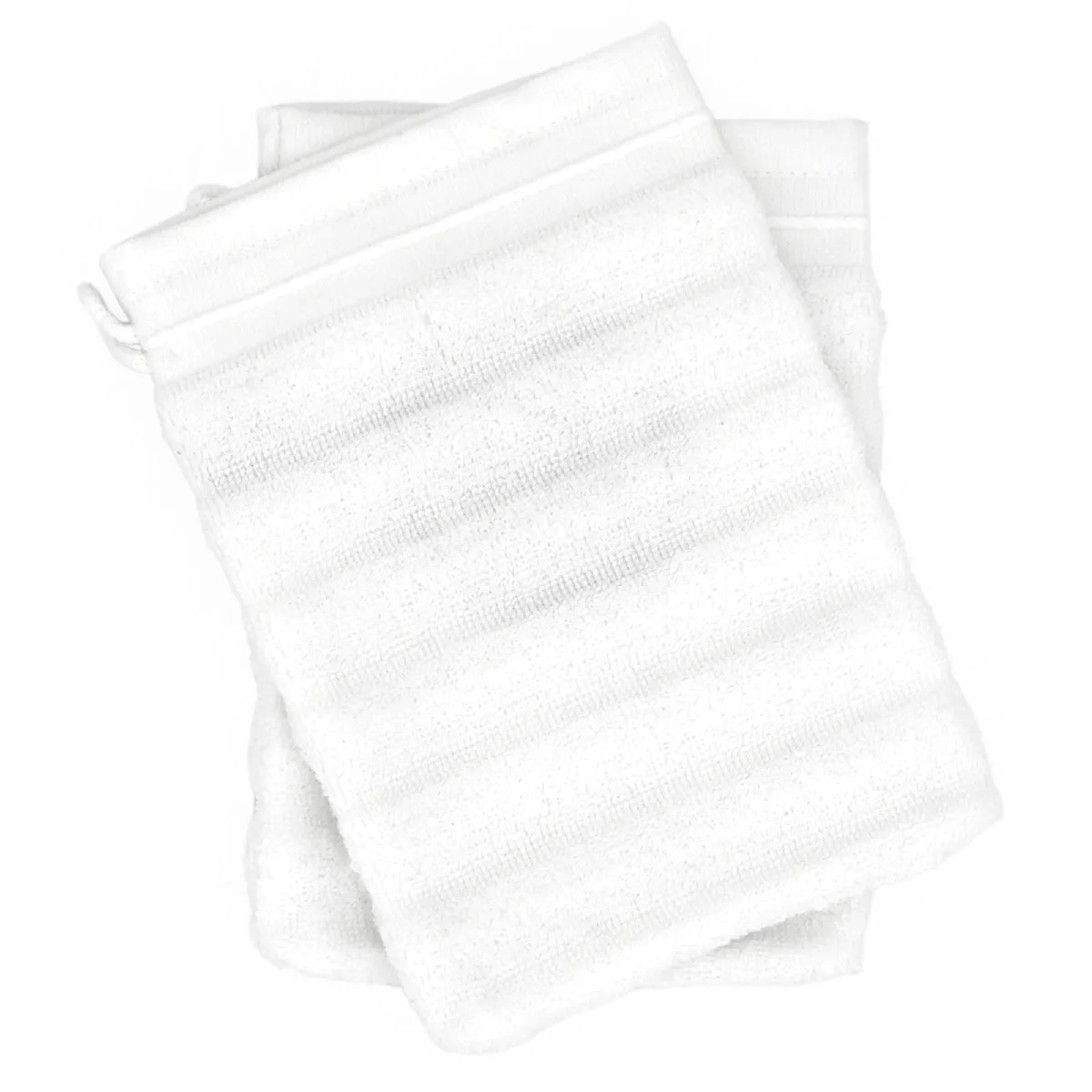 Lot De 2 Gants De Toilette 16x21 Cm Natural Stripes Blanc