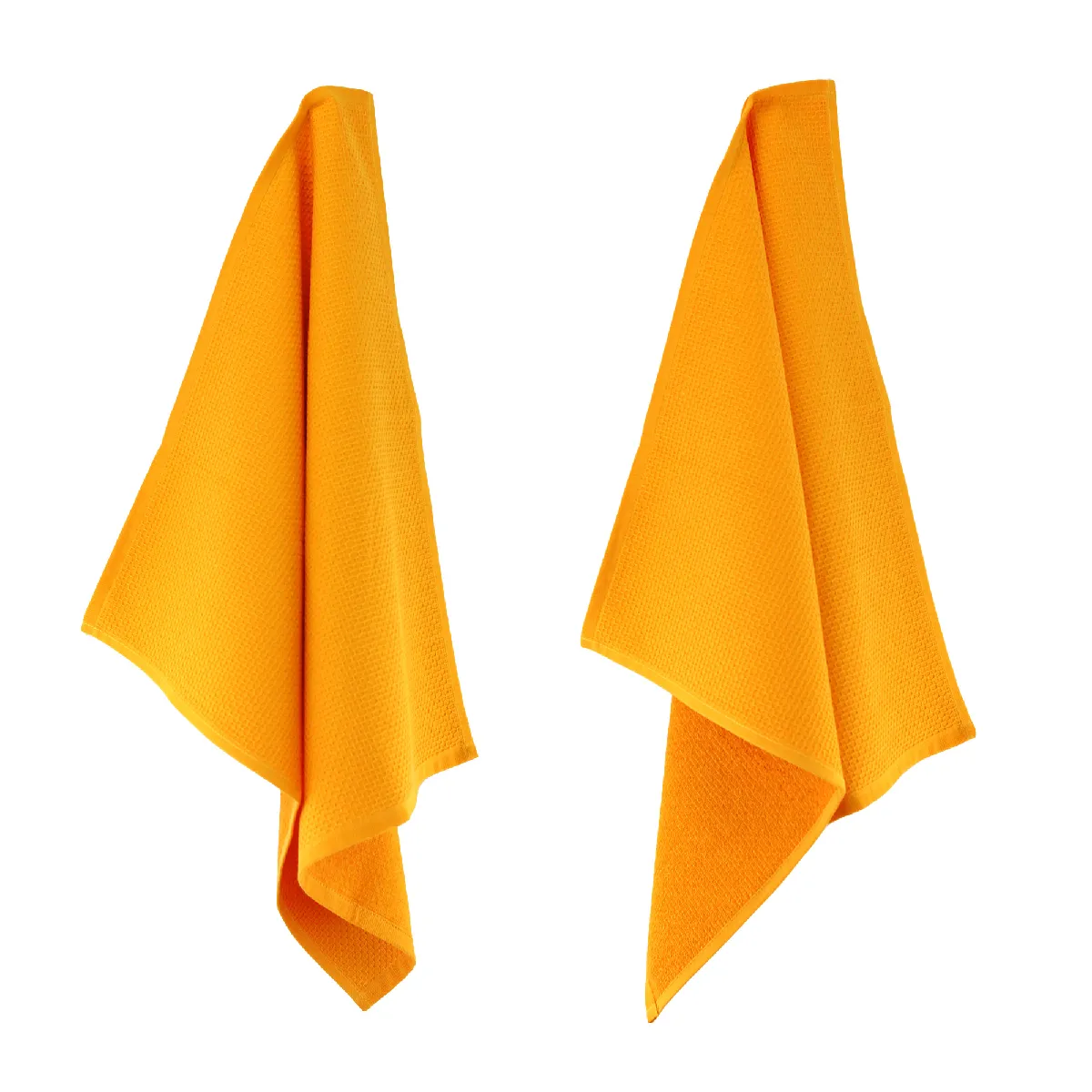 Lot De 2 Torchons De Cuisine 50x50 Cm Nid D'abeille Pure Kitchen Waffle Or