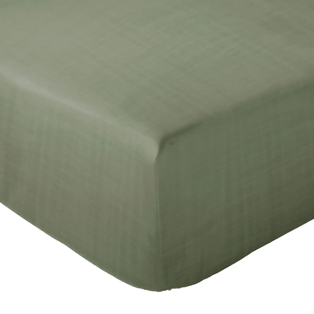 Drap Housse Milos Mousseline De Coton 160x200 Cm Bonnet 30 Cm Uni Vert Mousse