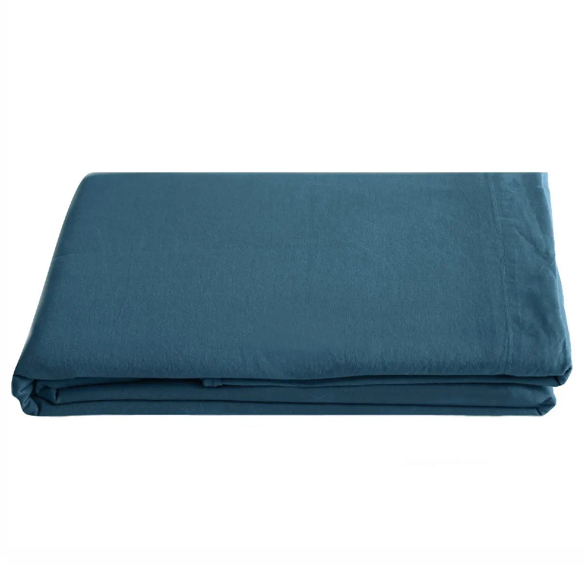 Drap Plat Palace Pur Coton Lavé 240x290 Cm Uni Bleu Marine