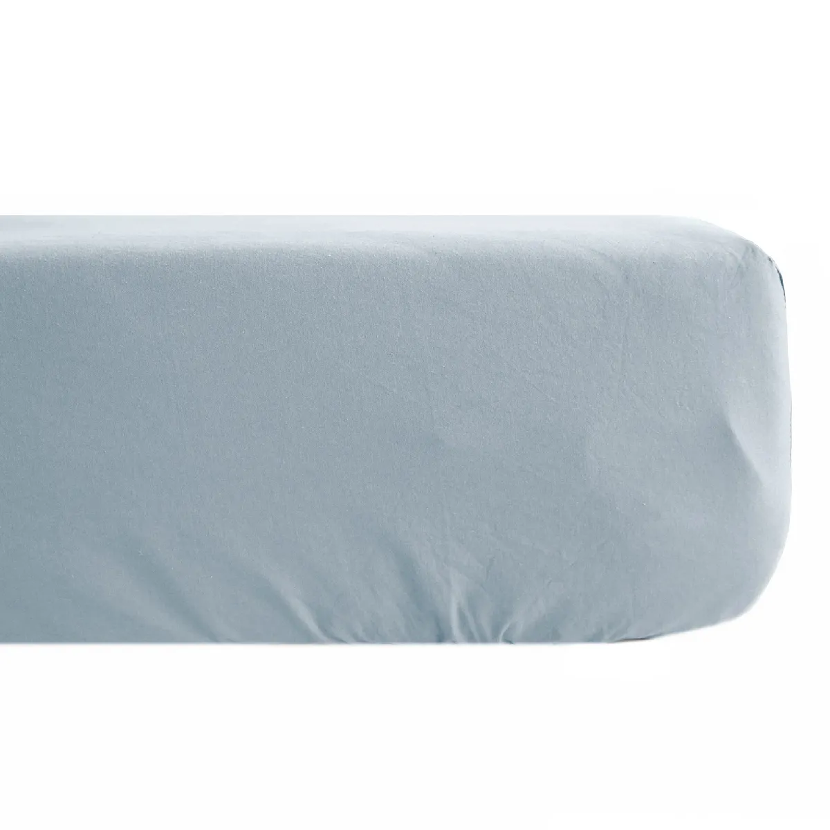 Drap Housse Uni 180x200 Cm Bonnet 35 Cm Percale De Coton Manoir Bleu Glacier