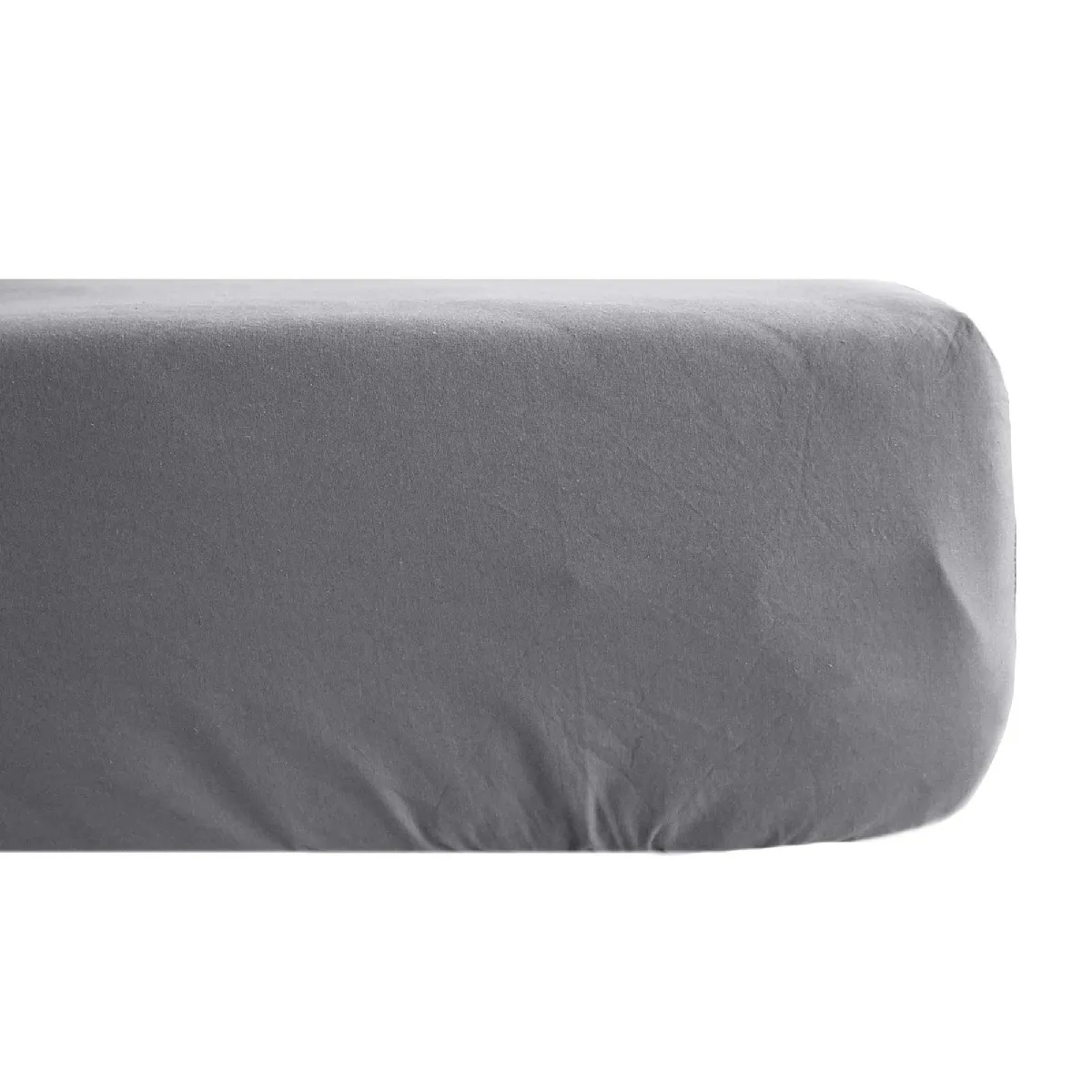 Drap Housse Uni 160x200 Cm Bonnet 40 Cm Percale De Coton Manoir Gris Ardoise