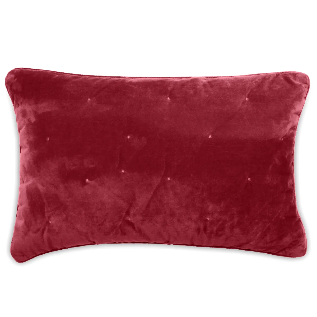 Housse De Coussin 40x60 Gipsy Velours Piquage Points Brodés Rose Pourpre
