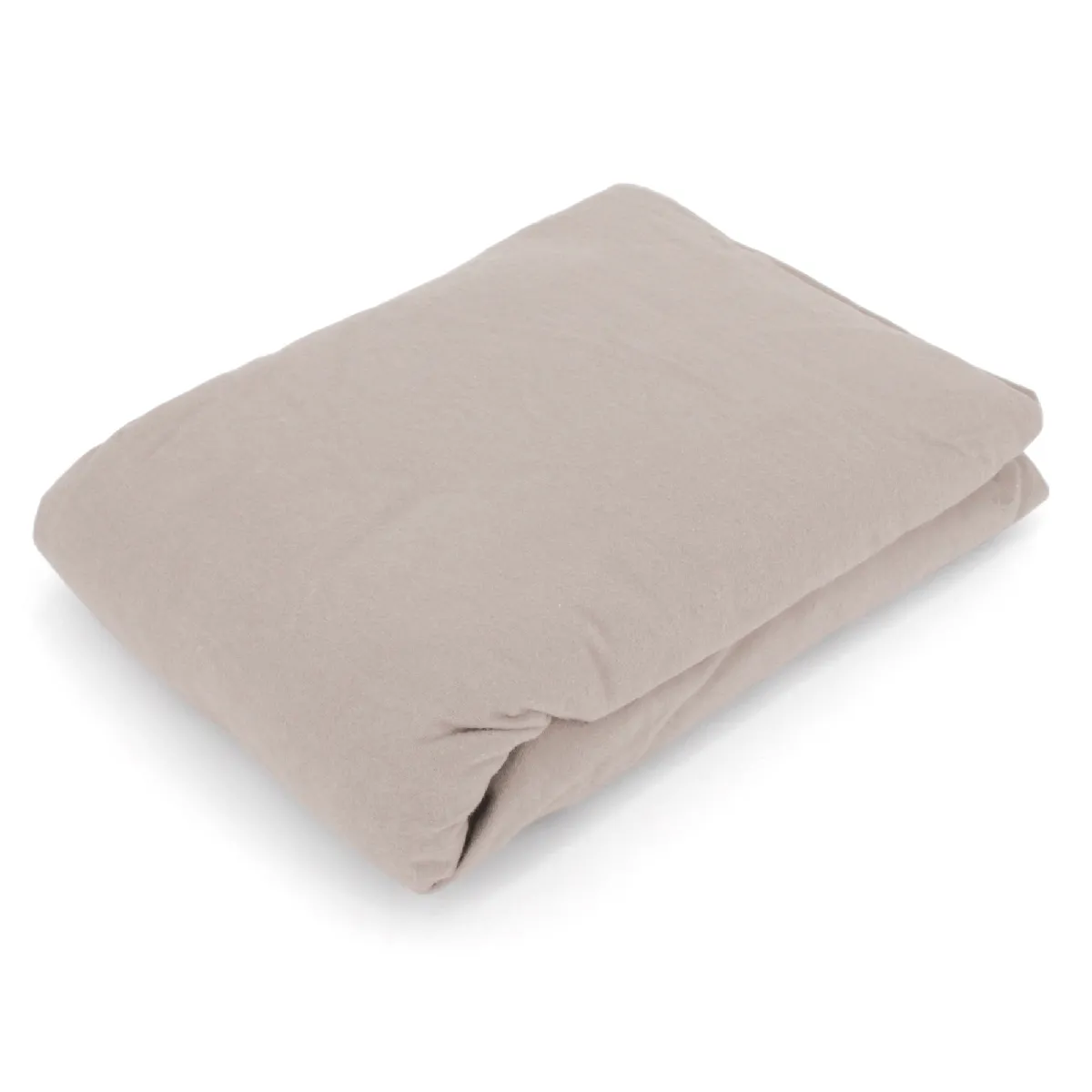 Drap Housse Flanelle Unie 140x190 Cm Coton Wales Beige Nougat