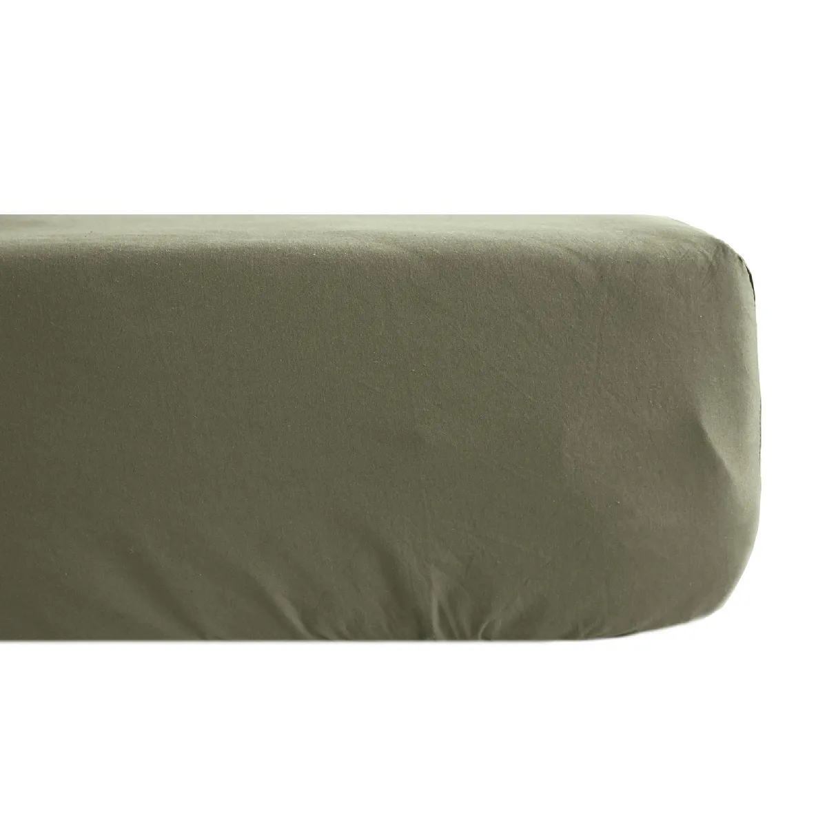 Drap Housse Uni 90x190 Cm Bonnet 35 Cm Percale De Coton Manoir Vert Mousse