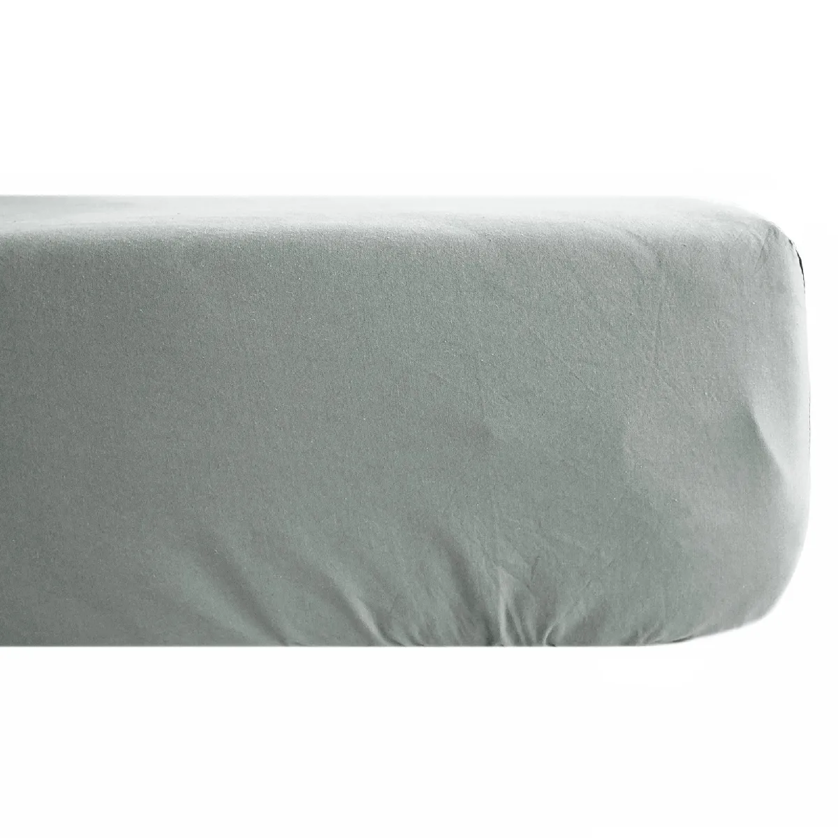 Drap Housse Palace Pur Coton Lavé 140x190 Cm Bonnet 35 Cm Uni Vert Lichen
