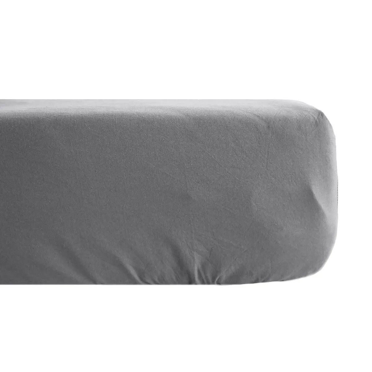 Drap Housse Uni 140x190 Cm Bonnet 35 Cm Percale De Coton Manoir Gris Ardoise