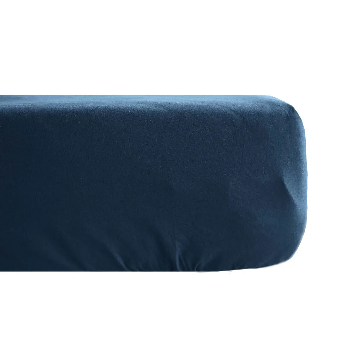 Drap Housse Uni 80x200 Cm Bonnet 35 Cm Percale De Coton Manoir Bleu Marine