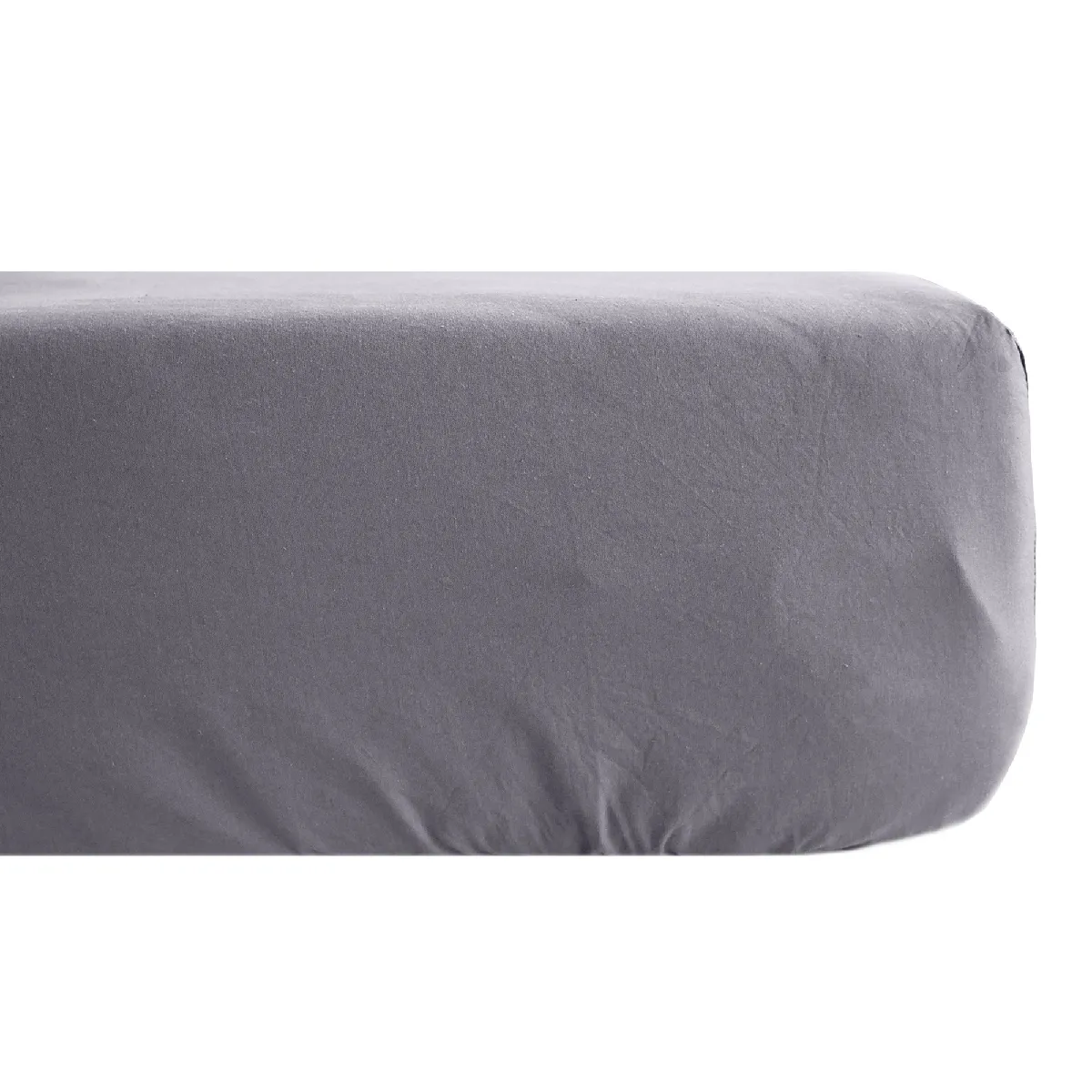 Drap Housse Lin Et Coton 180x200 Cm Mousseline De Coton Opera Gris Brume