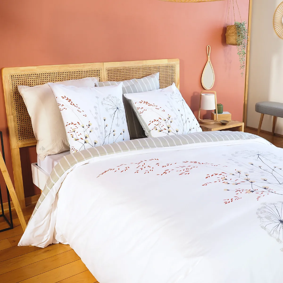 Parure De Lit 3 Pièces 260x240 Cm Soliflore Coton