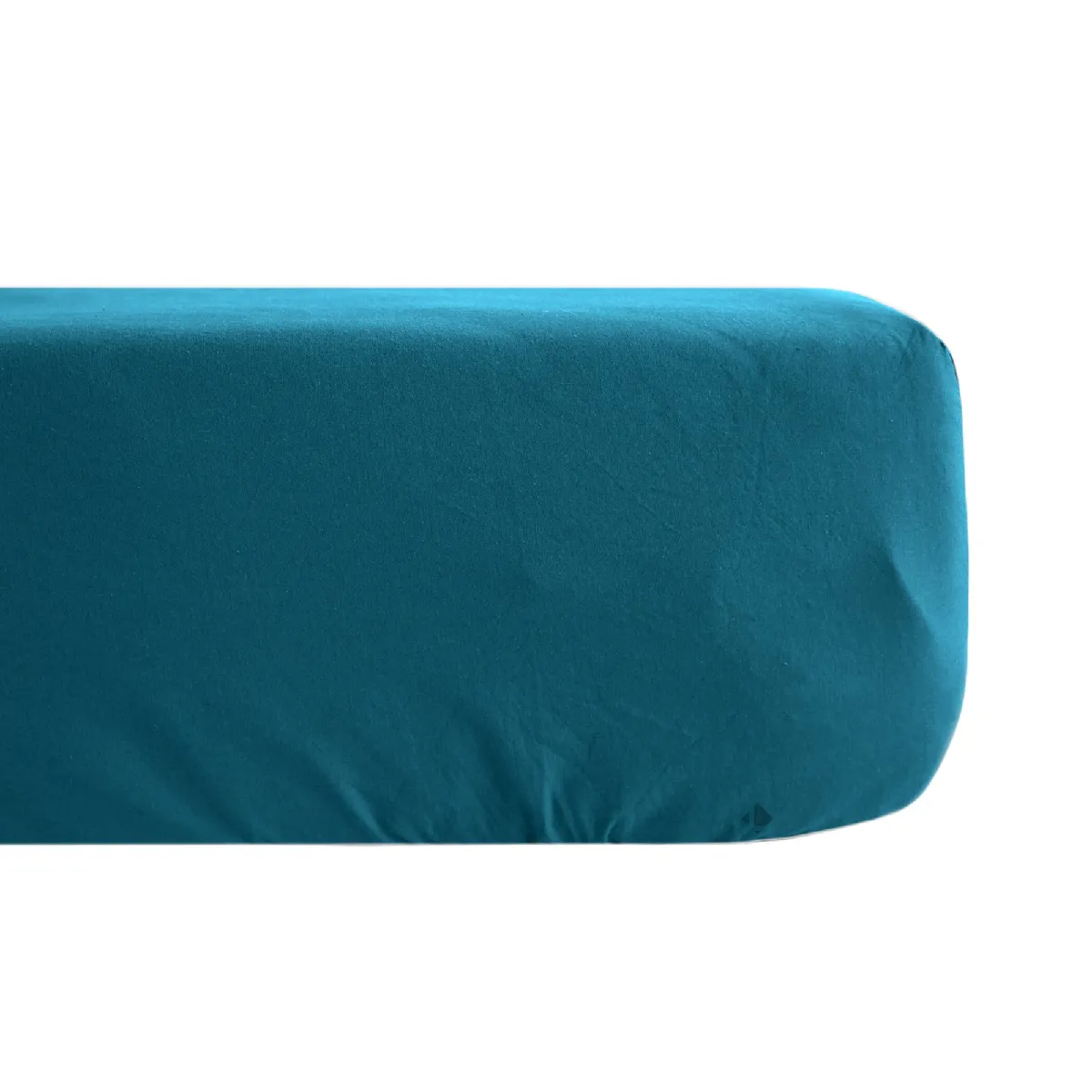 Drap Housse Uni 160x200 Cm Bonnet 35 Cm Percale De Coton Manoir Bleu Lagon