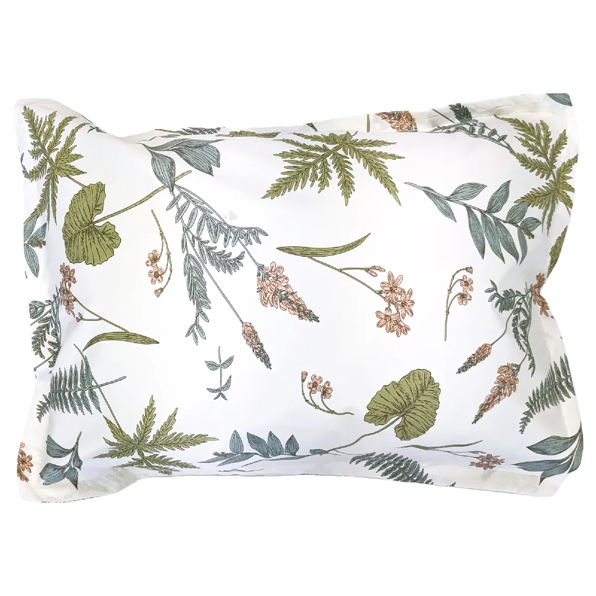 Taie D'oreiller 50x70 Cm Percale Coton Féérie Blanc Sauge