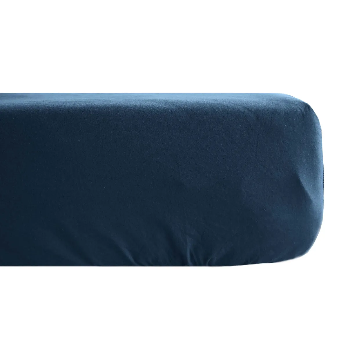 Drap Housse Uni 160x200 Cm Bonnet 35 Cm Percale De Coton Manoir Bleu Marine