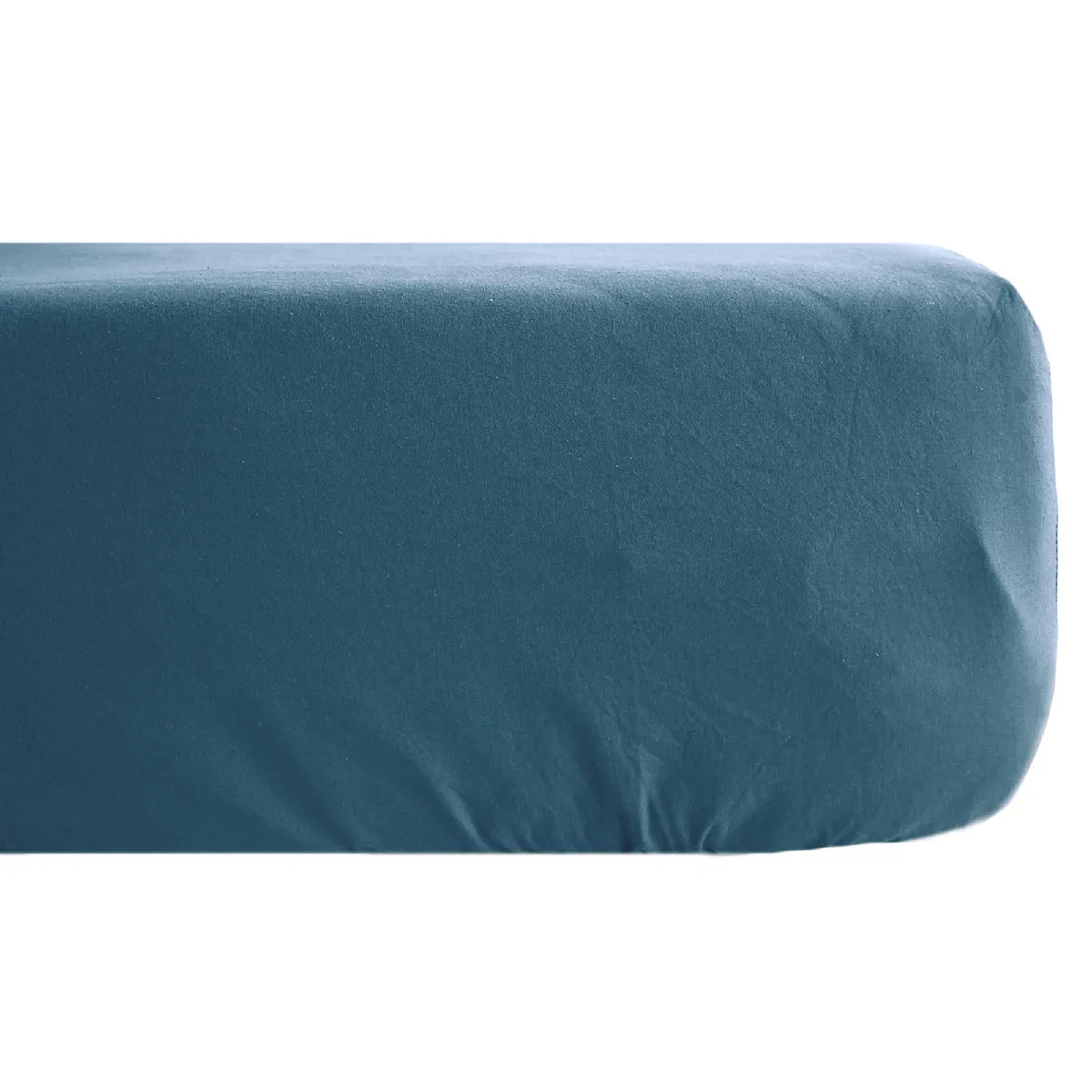 Drap Housse Palace Pur Coton Lavé 90x190 Cm Bonnet 30 Cm Uni Bleu Marine