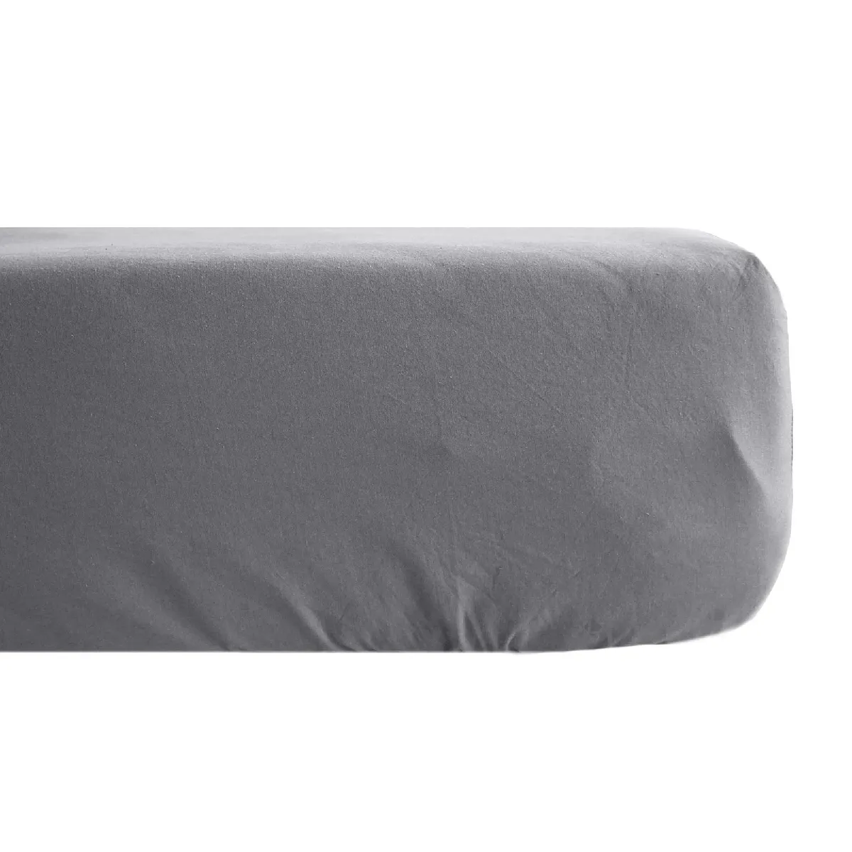 Drap Housse Uni 160x200 Cm Bonnet 35 Cm Percale De Coton Manoir Gris Ardoise