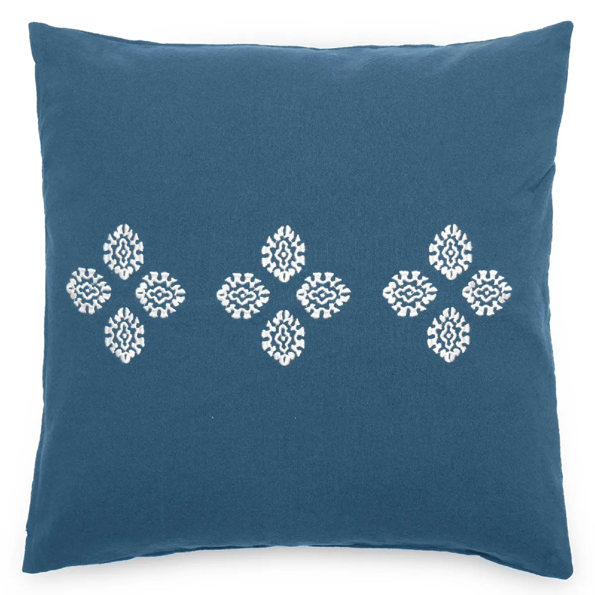 Housse De Coussin Pur Coton Teint Lavé 45x45 Cm Bandanas Bleu Marine