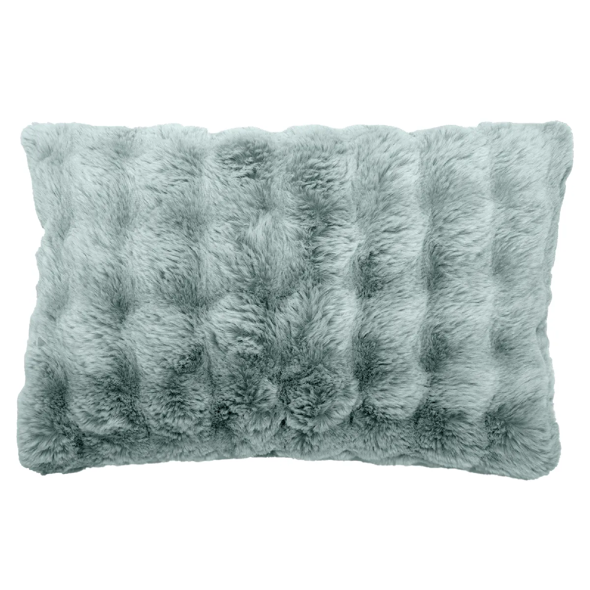 Housse De Coussin Fausse Fourrure 40x60 Cm Astrakan Bleu Glacier
