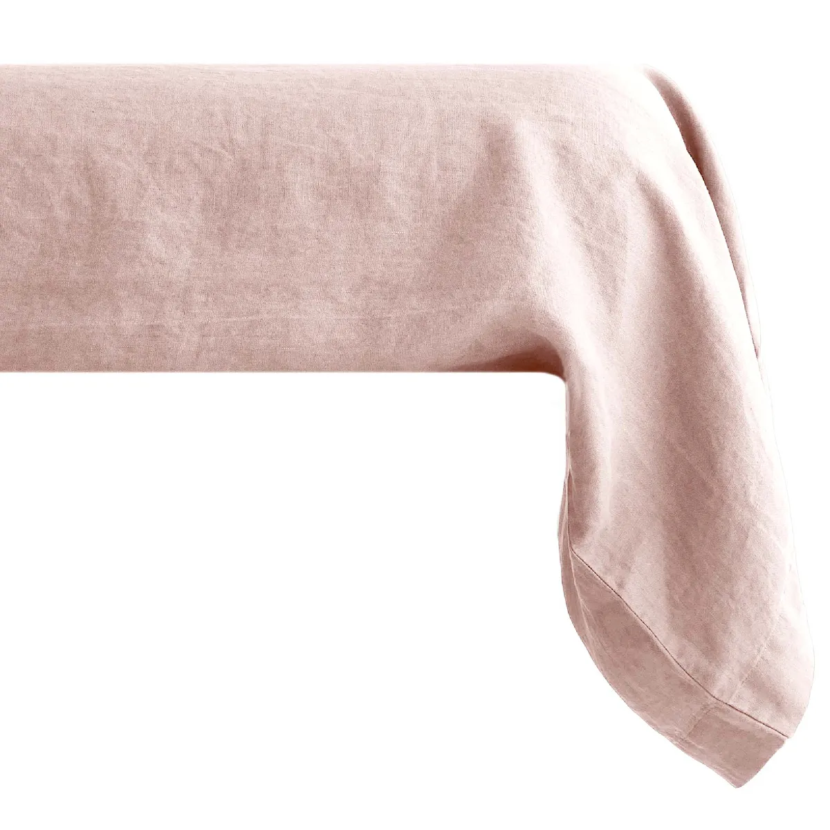 Taie De Traversin Uni 2 Places 195x43 Cm 100% Lin Lavé Sonate Rose